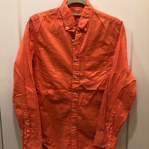 J. Crew Orange Light Weight Button Down Shirt - Picture 1 of 3